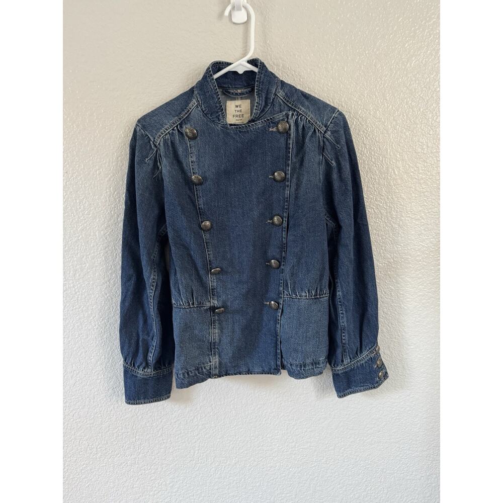We The Free Denim Jacket XS NWT Structured Military Utility Missing Button - Picture 3 of 7